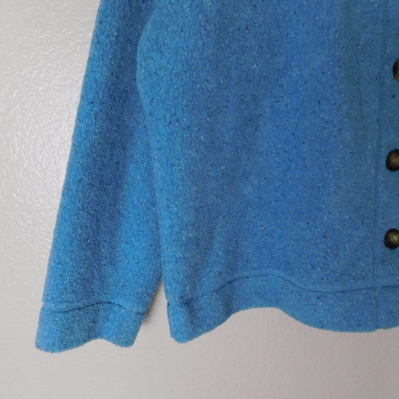 L.L. Bean Women Sweatshirt Large Button Up Light Blue Fuzzy Long Sleeve Casual - Picture 7 of 9